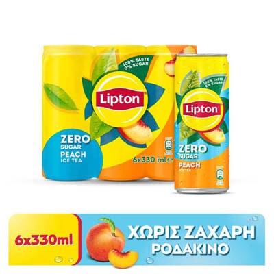 Lipton Κρύο Τσάι Ροδάκινο Χωρίς Ζάχαρη 6x330ml.
