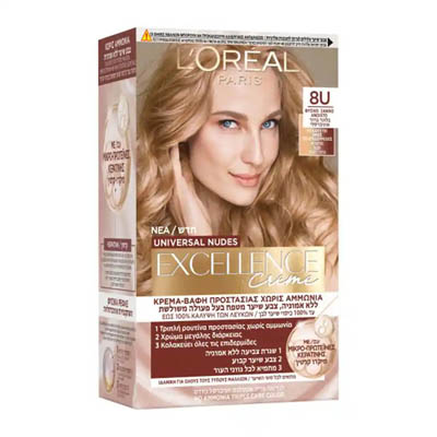 Excellence Universal Nudes 8U, Βαφή Μαλλιών Φυσικό Ξανθό Ανοιχτό 48ml.