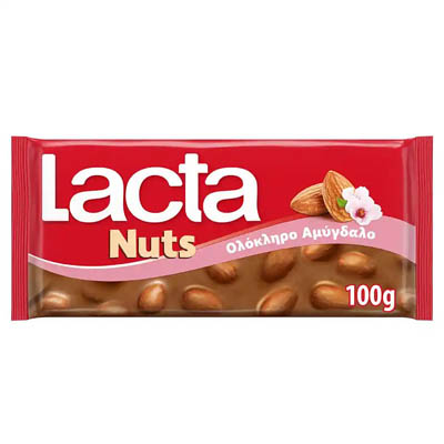 Lacta Σοκολάτα Με Ολόκληρα Αμύγδαλα 100γρ.