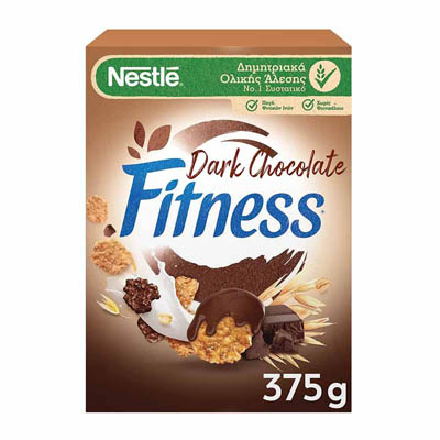 Nestle Fitness Δημητριακά Ολικής Άλεσης Με Μαύρη Σοκολάτα 375γρ.